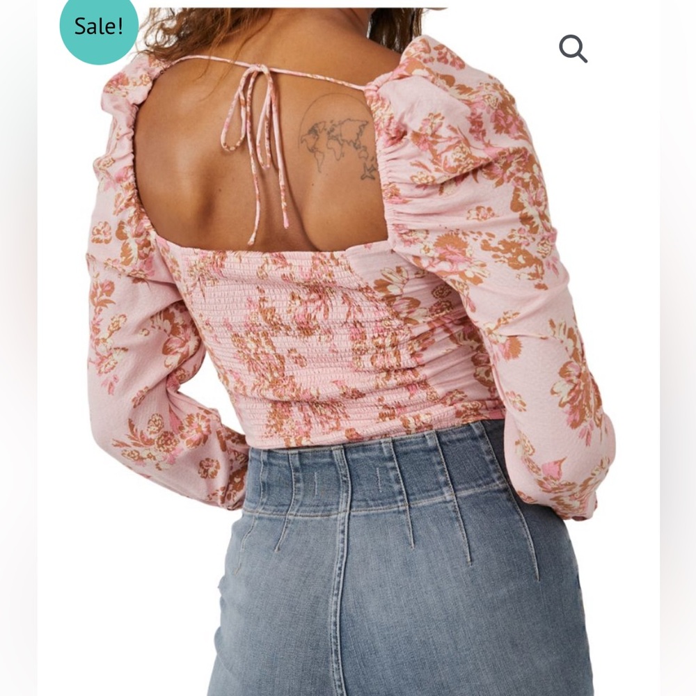 Free People Hillary Printed Top in Pink Combo NWT - Picture 7 of 7